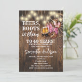 Bierstiefel & Cheers Rosa Western Land Geburtstag Einladung (Stehend Vorderseite)