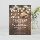 Bierstiefel & Cheers Sonnenblumen Western Geburtst Einladung (Stehend Vorderseite)