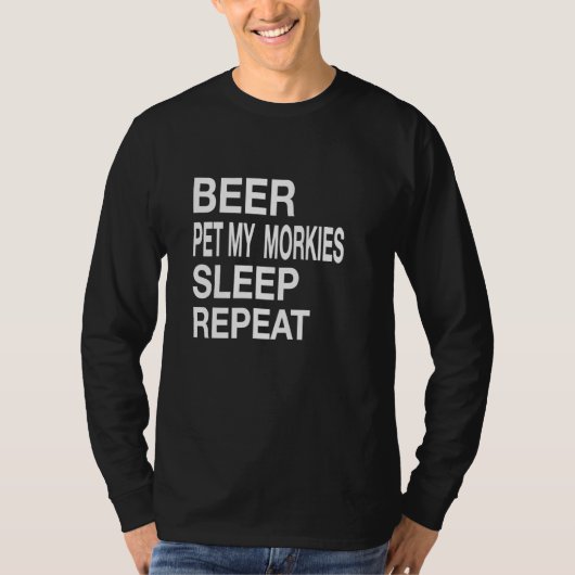 Biertiere Morkies Sleep Wiederholung Weiße Liebe L T-Shirt (Vorderseite)