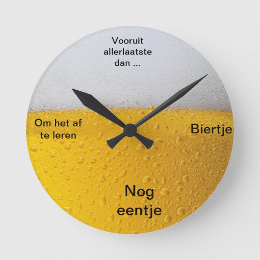Biertje Klok Runde Wanduhr (Vorderseite)