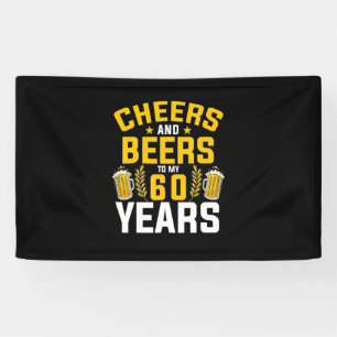 Biertrinker Prost und Bier auf meine 60 Jahre Gebu Banner