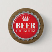 Biertrinker rote Flaschenkappe Button (Vorderseite)