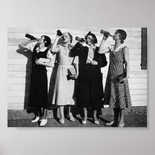 Biertrinker Vintage-Fotografie aus den 1930er Jahr Poster