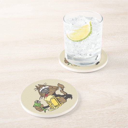 Biertrinkkatze Untersetzer (Seite)