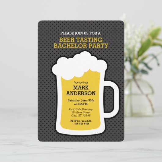 Bierverkostung Bachelor Party Einladung (Stehend Vorderseite)