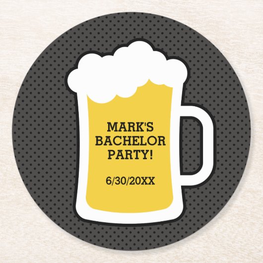 Bierverkostung Bachelor Party Gefallen Runder Pappuntersetzer (Vorderseite)