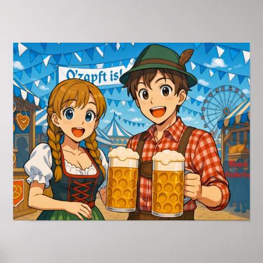 Bierverkostung beim Oktoberfest in München Poster (Vorne)