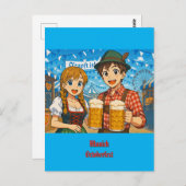 Bierverkostung beim Oktoberfest in München Postkarte (Vorne/Hinten)