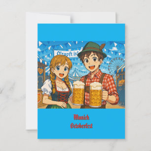 Bierverkostung während des Oktoberfest in München, Postkarte