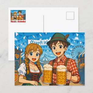 Bierverkostung während des Oktoberfestes in Münche Postkarte