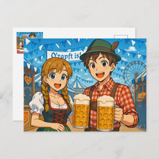 Bierverkostung während des Oktoberfests in München Postkarte (Vorne/Hinten)