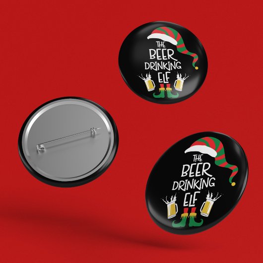 Bierweihnachtself Funny Typografy Holiday Button