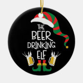 Bierweihnachtself Funny Typografy Holiday Keramik Ornament (Vorne)