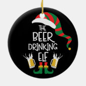 Bierweihnachtself Funny Typografy Holiday Keramik Ornament (Hinten)