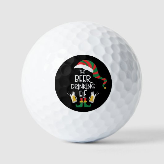 Bierweihnachtself Funny Typografy Personalisiert Golfball (Vorderseite)