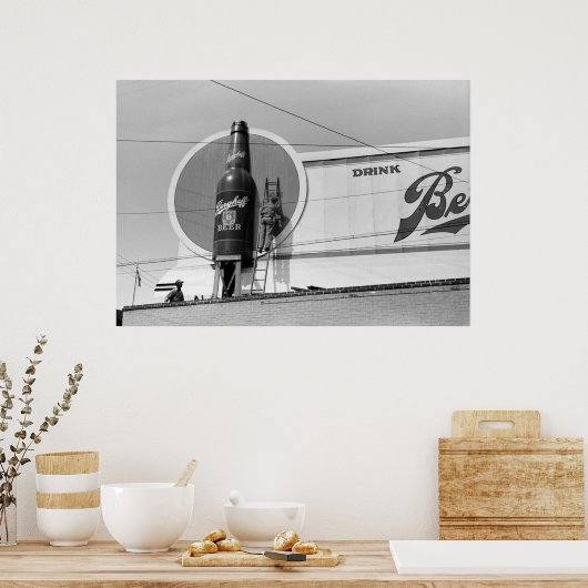 Bierwerbung, Reklametafeln, 1940 Poster (Küche)