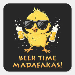 Bierzeit Madafakas Lustiges Meme Ente Gans Retro Quadratischer Aufkleber