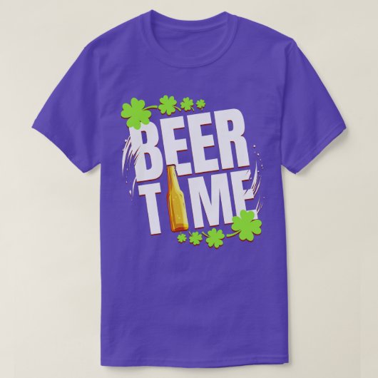 Bierzeit mit Kleeblättern am St Patricks Day T-Shirt (Design vorne)