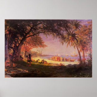 Biestadt Albert, The Landing of Columbus.Landschaf Poster