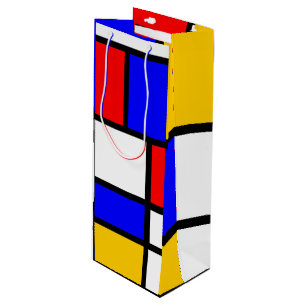 Bieten Sie die Mondrian-Stil moderne Kunst an Geschenktüte Für Weinflaschen