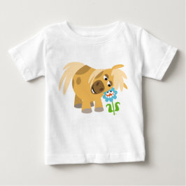 Bieter Cartoon Pony und Blume Baby T - Shirt