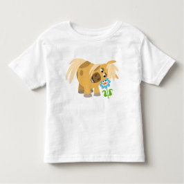 Bieter Cartoon Pony und Blume Kinder T - Shirt