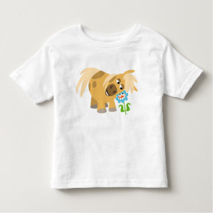 Bieter Cartoon Pony und Blume Kinder T - Shirt