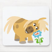 Bieter Cartoon Pony und Blume Mousepad (Vorne)