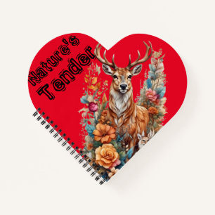 Bieter der Natur: verzauberter Wald, Hirsch und Fa Notizblock
