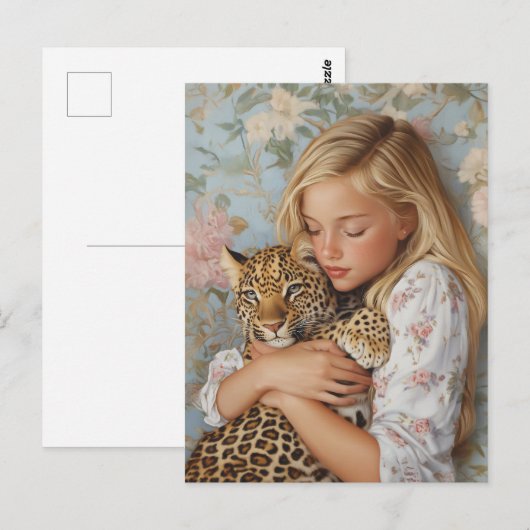 Bieter Embrace mit Leopard Postkarte (Vorne/Hinten)