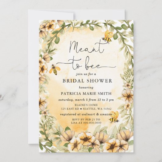 Bietet Honigbienen-Brautparty Einladung (Vorderseite)