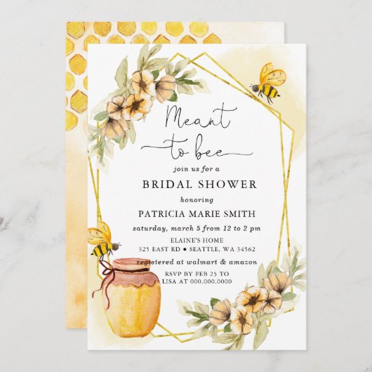 Bietet Honigbienen-Brautparty Einladung (Vorne/Hinten)