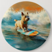 Biewer Terrier Beach Surfmalerei Button (Vorderseite)