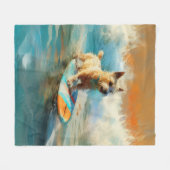 Biewer Terrier Beach Surfmalerei Fleecedecke (Vorderseite (Horizontal))