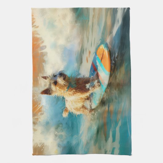 Biewer Terrier Beach Surfmalerei Geschirrtuch (Vertikal)