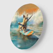 Biewer Terrier Beach Surfmalerei Große Wanduhr (Winkel)