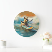 Biewer Terrier Beach Surfmalerei Große Wanduhr (Zuhause)