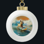 Biewer Terrier Beach Surfmalerei Keramik Kugel-Ornament<br><div class="desc">Tauchen Sie ein in die spielerische Welt des Kaninchen-Abenteuers mit diesem faszinierenden Bild. Ein gepflegter Hund geht zu den Wellen und reitet geschickt auf einem sonnengeküssten Strand. Das lebendige Kunstwerk vereint wunderbar das Wesentliche der Erregung am Strand, während der Hund furchtlos auf den Wellen reitet und den Geist von Spaß...</div>