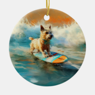 Biewer Terrier Beach Surfmalerei Keramik Ornament