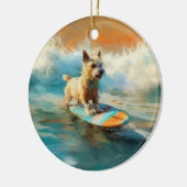 Biewer Terrier Beach Surfmalerei Keramik Ornament (Links)