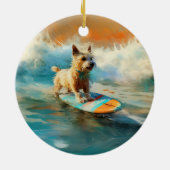 Biewer Terrier Beach Surfmalerei Keramik Ornament (Hinten)