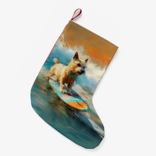 Biewer Terrier Beach Surfmalerei Kleiner Weihnachtsstrumpf (Vorderansicht (hängend))