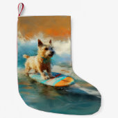 Biewer Terrier Beach Surfmalerei Kleiner Weihnachtsstrumpf (Vorderseite)