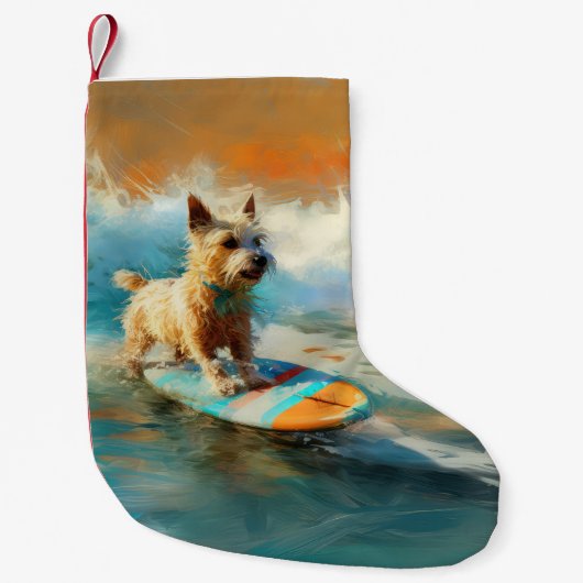 Biewer Terrier Beach Surfmalerei Kleiner Weihnachtsstrumpf (Vorderseite)