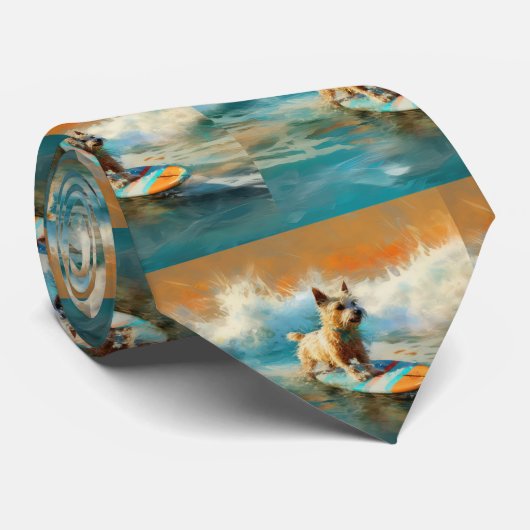 Biewer Terrier Beach Surfmalerei Krawatte (Gerollt)