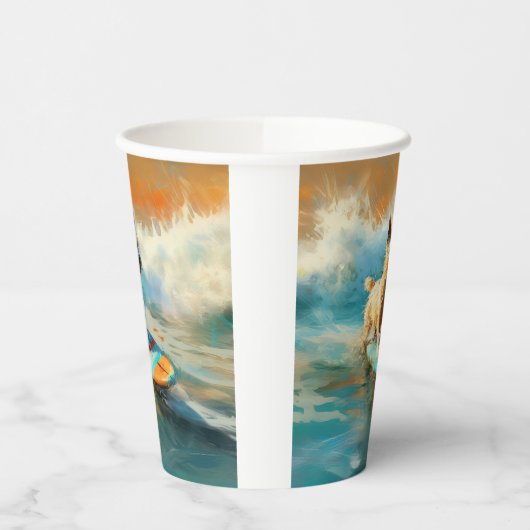 Biewer Terrier Beach Surfmalerei Pappbecher (Links)