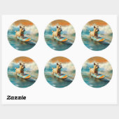 Biewer Terrier Beach Surfmalerei Runder Aufkleber (Blatt)