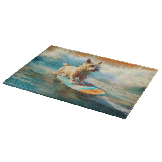 Biewer Terrier Beach Surfmalerei Schneidebrett (Ecke)