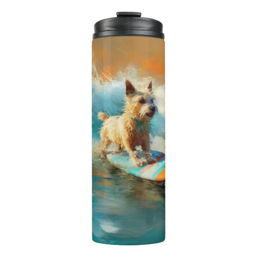 Biewer Terrier Beach Surfmalerei Thermosbecher (Vorderseite)