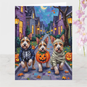 Biewer Terrier beim Halloween-Süßigkeiten-Sammeln Karte